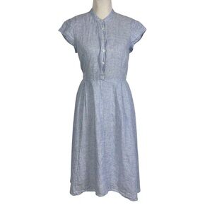 J.Crew Blue Midi Button Shirt Dress Cotton Poplin Women's Size 4